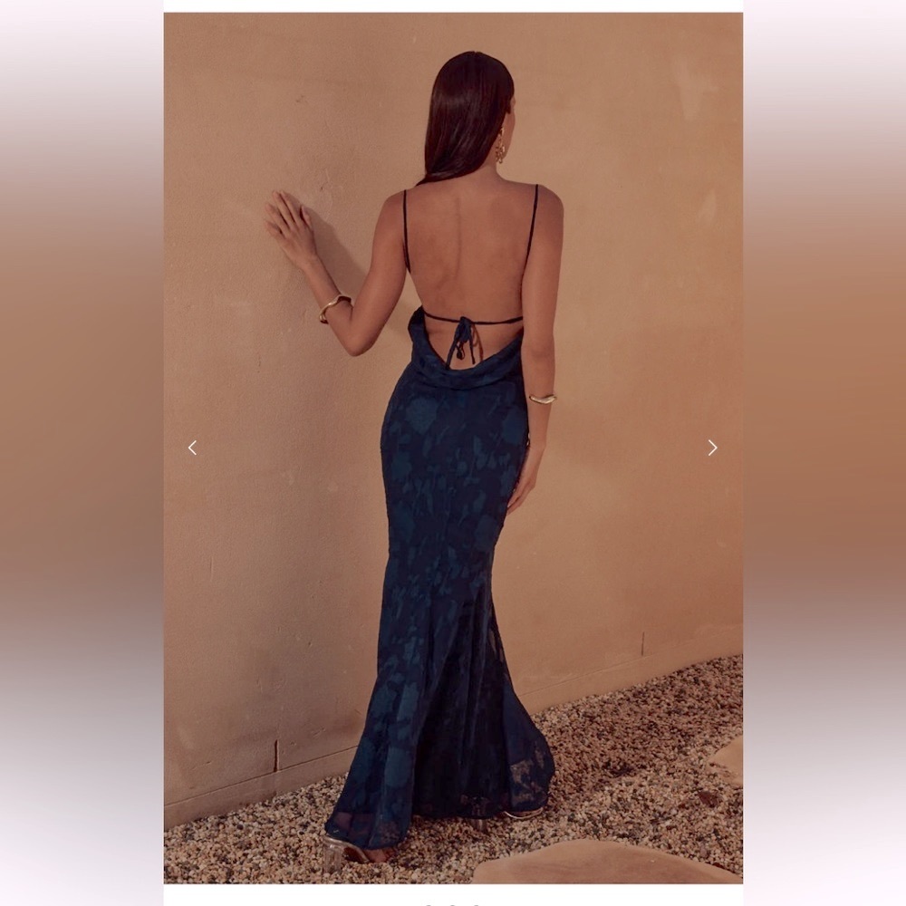 Florenza Maxi Dress in Navy Blue from Runaway the Label, size S and Brand NWT